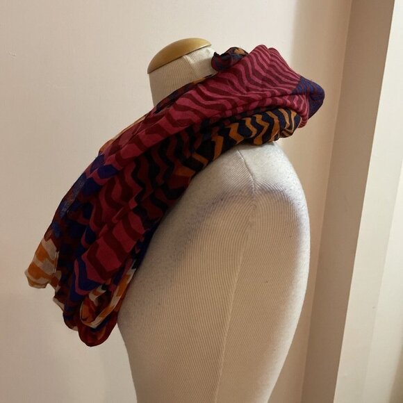 Sheer Infinity Scarf Geometric Print Design 38” x 76” Multicolor Lightweight MOD - Picture 3 of 8